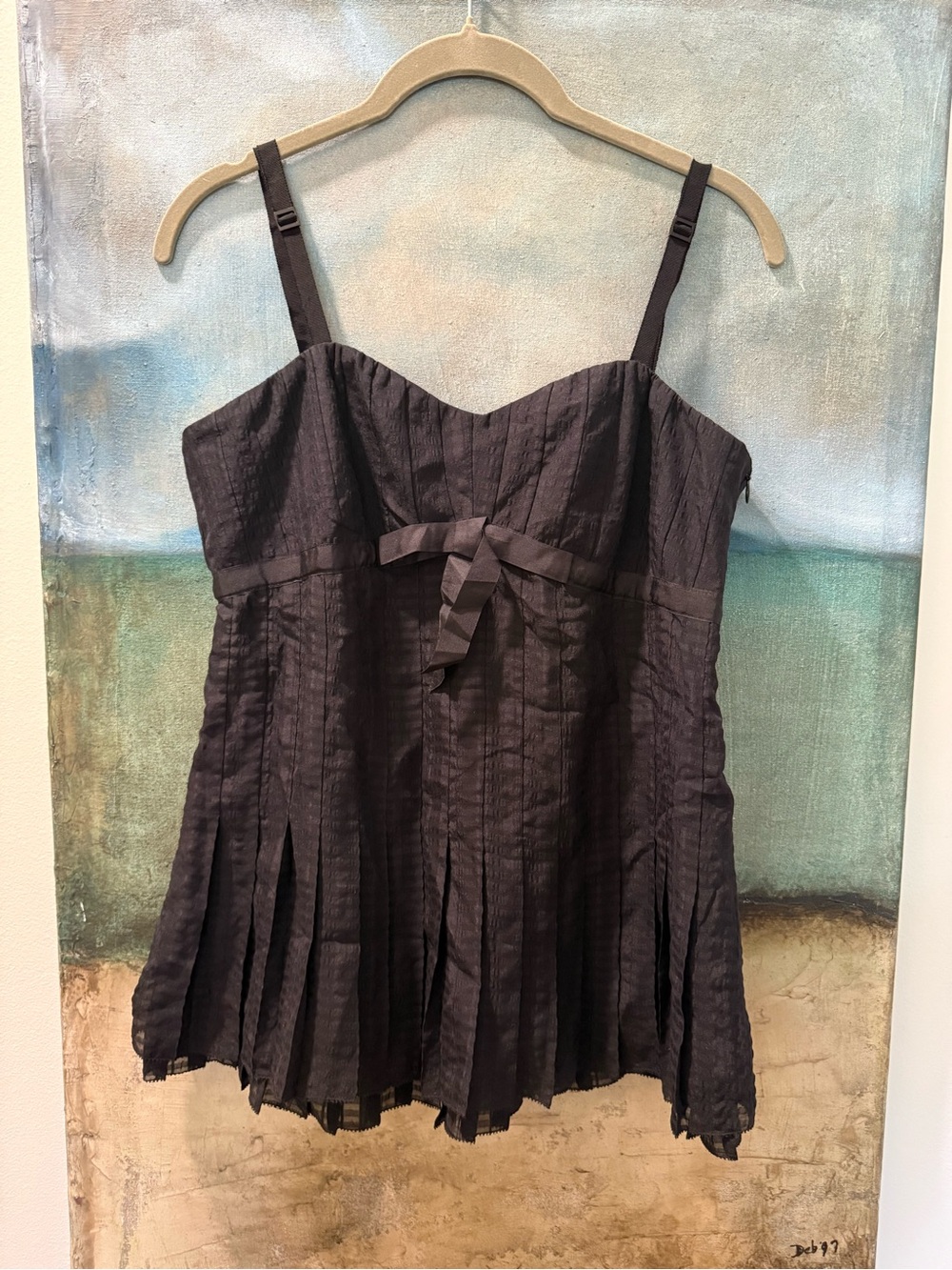Marc by Marc Jacobs Black Pleated Bow-Front Camisole